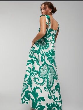 Soma White Maxi Dress with Green Floral Print